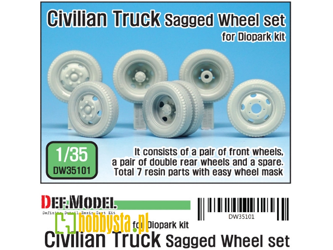 Japanese Civilian Truck Sagged Wheel Set ( For Diopark 1/35) - zdjęcie 1