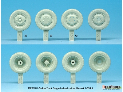 Japanese Civilian Truck Sagged Wheel Set ( For Diopark 1/35) - zdjęcie 3