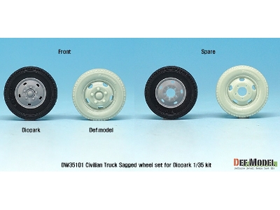 Japanese Civilian Truck Sagged Wheel Set ( For Diopark 1/35) - zdjęcie 8