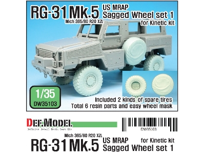 Us Matv Rg-31 Mk.5 Sagged Wheel Set ( For Kinetic 1/35) - zdjęcie 1