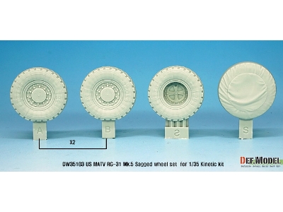 Us Matv Rg-31 Mk.5 Sagged Wheel Set ( For Kinetic 1/35) - zdjęcie 3