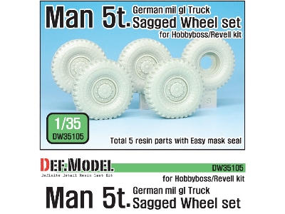 German Man 5t. Milgl 4x4 Truck Sagged Wheel Set (For Revell,hobbyboss 1/35) - zdjęcie 1
