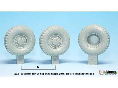 German Man 5t. Milgl 4x4 Truck Sagged Wheel Set (For Revell,hobbyboss 1/35) - zdjęcie 3