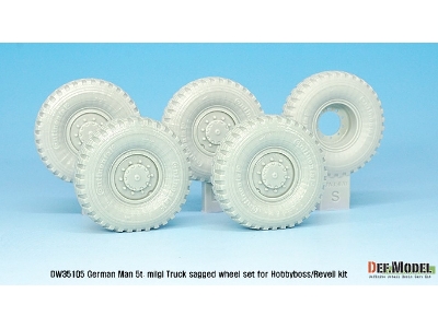 German Man 5t. Milgl 4x4 Truck Sagged Wheel Set (For Revell,hobbyboss 1/35) - zdjęcie 4