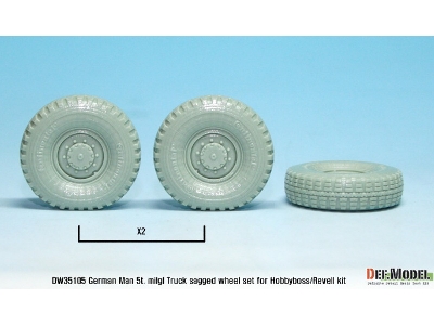 German Man 5t. Milgl 4x4 Truck Sagged Wheel Set (For Revell,hobbyboss 1/35) - zdjęcie 7