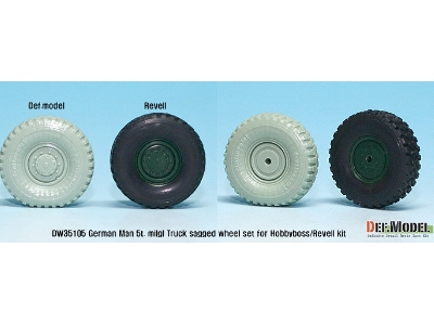 German Man 5t. Milgl 4x4 Truck Sagged Wheel Set (For Revell,hobbyboss 1/35) - zdjęcie 8