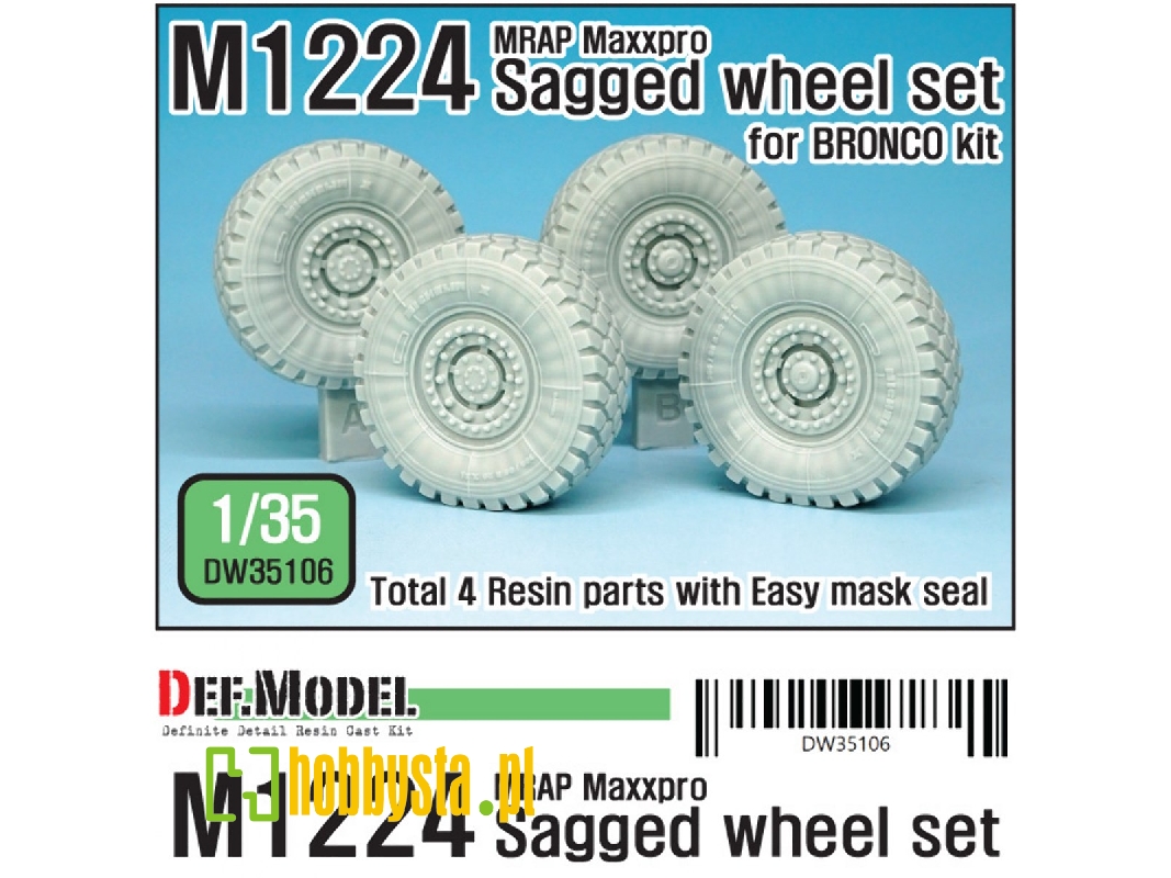 U.S M1224 Mrap M-pro Sagged Wheel Set (For Bronco 1/35) - zdjęcie 1 U.S M1224 Mrap M-pro Sagged Wheel Set (For Bronco 1/35) - zdjęcie 1