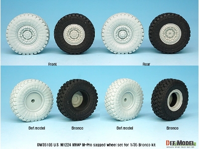 U.S M1224 Mrap M-pro Sagged Wheel Set (For Bronco 1/35) - zdjęcie 6