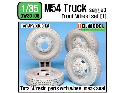 Us M54a2 Cargo Truck Sagged Front Wheel Set(1)- Civilian Type( For Afv Club 1/35) - zdjęcie 1