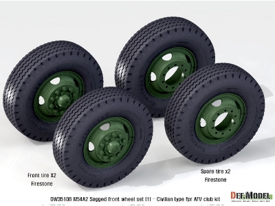 Us M54a2 Cargo Truck Sagged Front Wheel Set(1)- Civilian Type( For Afv Club 1/35) - zdjęcie 9