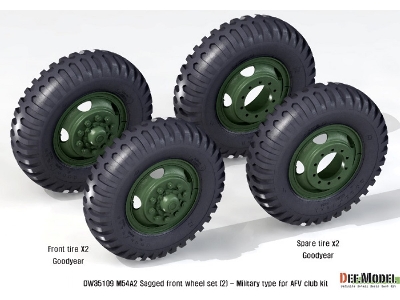 Us M54a2 Cargo Truck Sagged Front Wheel Set)2)- Military Type( For Afv Club 1/35) - zdjęcie 9