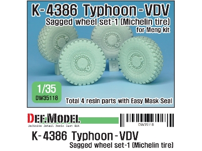 Russian K-4386 Typhoon-vdv Sagged Wheel Set 1- Michelin ( For Meng 1/35) - zdjęcie 1
