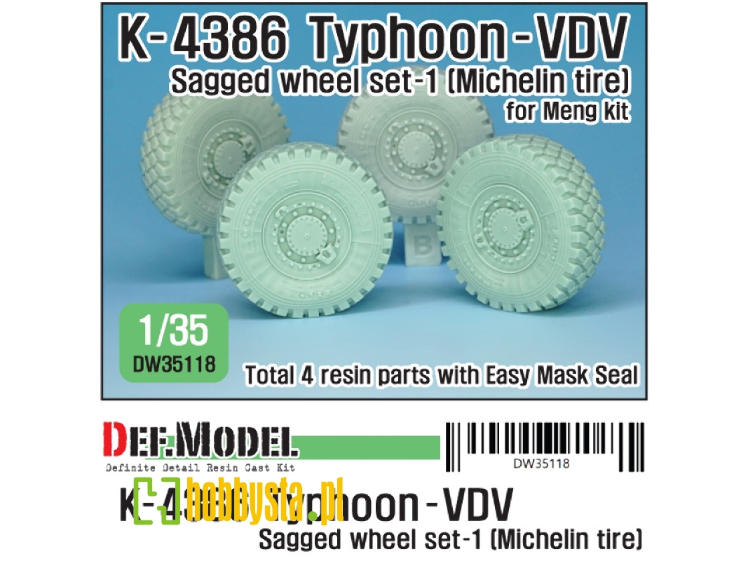 Russian K-4386 Typhoon-vdv Sagged Wheel Set 1- Michelin ( For Meng 1/35) - zdjęcie 1