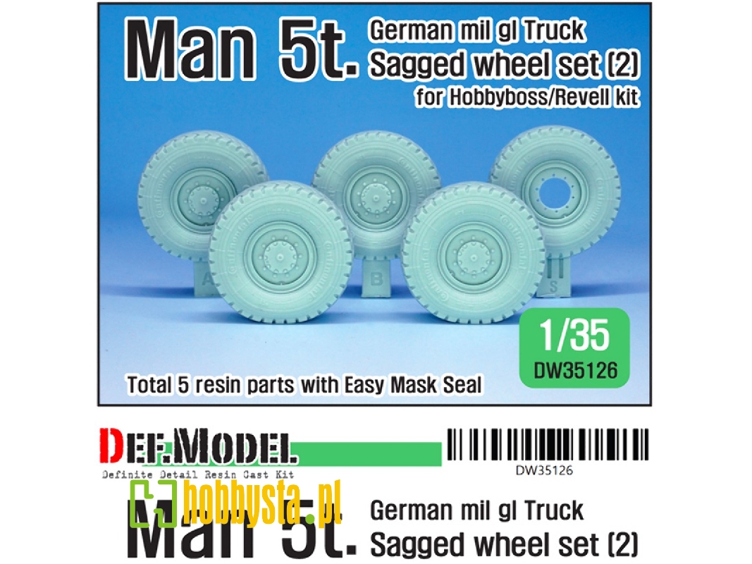 German Man 5t. Mil Gl Truck Sagged Wheel Set 2 Continetal Hcs - zdjęcie 1