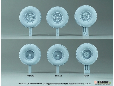 Us M1025/M1114 Hmmwv Mt Sagged Wheel Set (For Tamiya, Academy, Bronco Kit) - zdjęcie 3