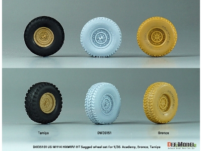 Us M1025/M1114 Hmmwv Mt Sagged Wheel Set (For Tamiya, Academy, Bronco Kit) - zdjęcie 8