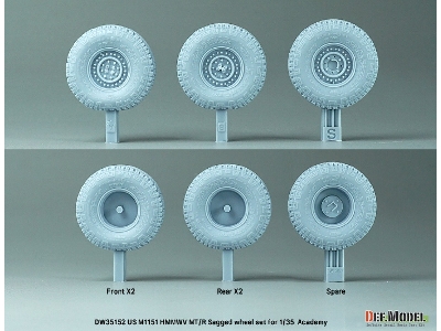 Us M1151 Hmmwv Mt/R Sagged Wheel Set (For Academy M1151) - zdjęcie 3