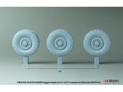 M142 Himars (High Mobility Artillery Rocket System) - Sagged Wheel Set (For Trumpeter) (Retooled Dw35112) - zdjęcie 3