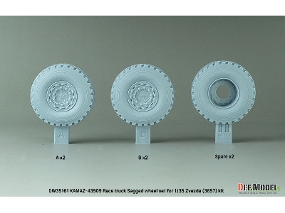 Kamaz-43509 Race Truck - Sagged Wheel Set (For Zvezda 3657) - zdjęcie 3