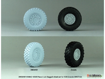 Kamaz-43509 Race Truck - Sagged Wheel Set (For Zvezda 3657) - zdjęcie 7
