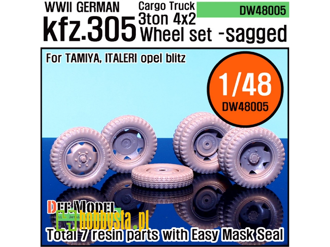 Ww2 German Cargo Truck Kfz.305 Sagged Wheel Set (For Tamiya/Italeri 1/48) - zdjęcie 1