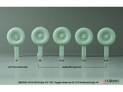 Us M1126 Stryker Icv Xzl - Sagged Wheel Set (For Academy/Dragon) - zdjęcie 3