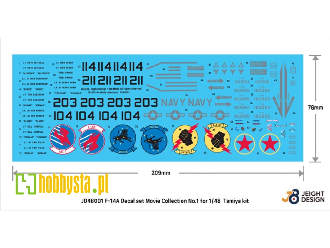 F-14a Decal Set Movie Collection No.1 (For Tamiya Kit) - zdjęcie 1 F-14a Decal Set Movie Collection No.1 (For Tamiya Kit) - zdjęcie 1