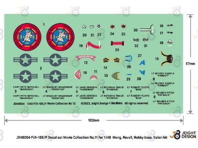 F/A-18e/F Super Hornet Decal Set - Movie Collection No.11 W/ 2 Pilot Fig.S - zdjęcie 2