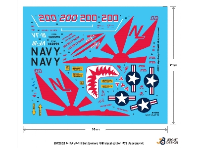 F-14a Vf-111 Sundowners 1991 Decal Set - zdjęcie 1