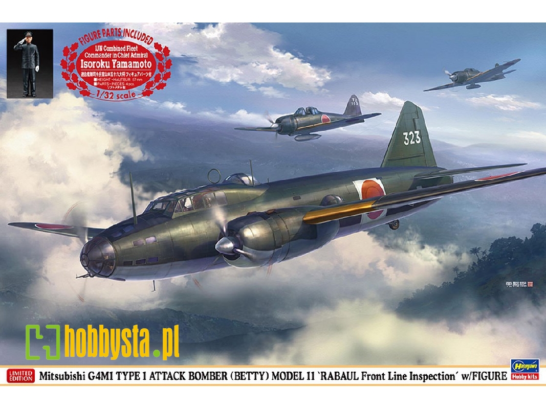 Mitsubishi G4m1 Type 1 Attack Bomber (Betty) Model 11 'rabaul Front Line Inspection' With Figure - zdjęcie 1 Mitsubishi G4m1 Type 1 Attack Bomber (Betty) Model 11 'rabaul Front Line Inspection' With Figure - zdjęcie 1