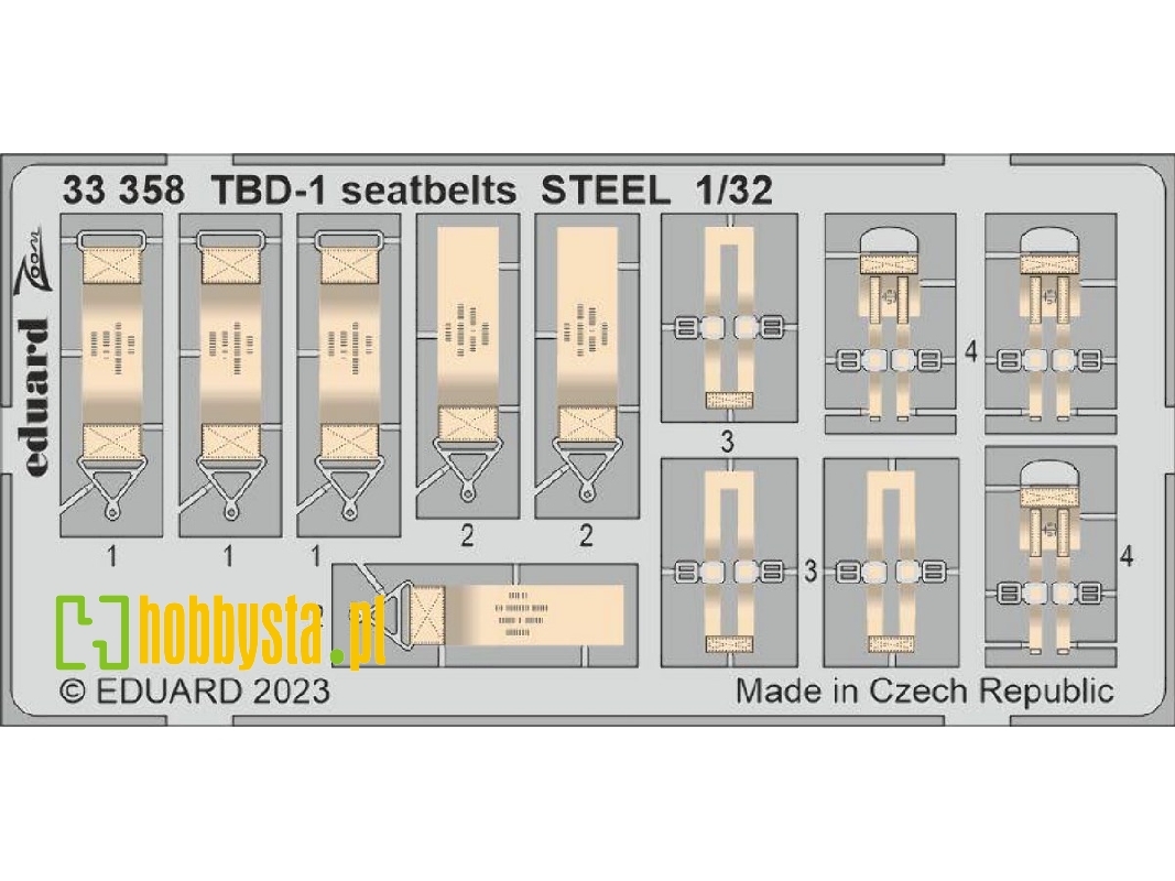 TBD-1 seatbelts STEEL 1/32 - TRUMPETER - zdjęcie 1