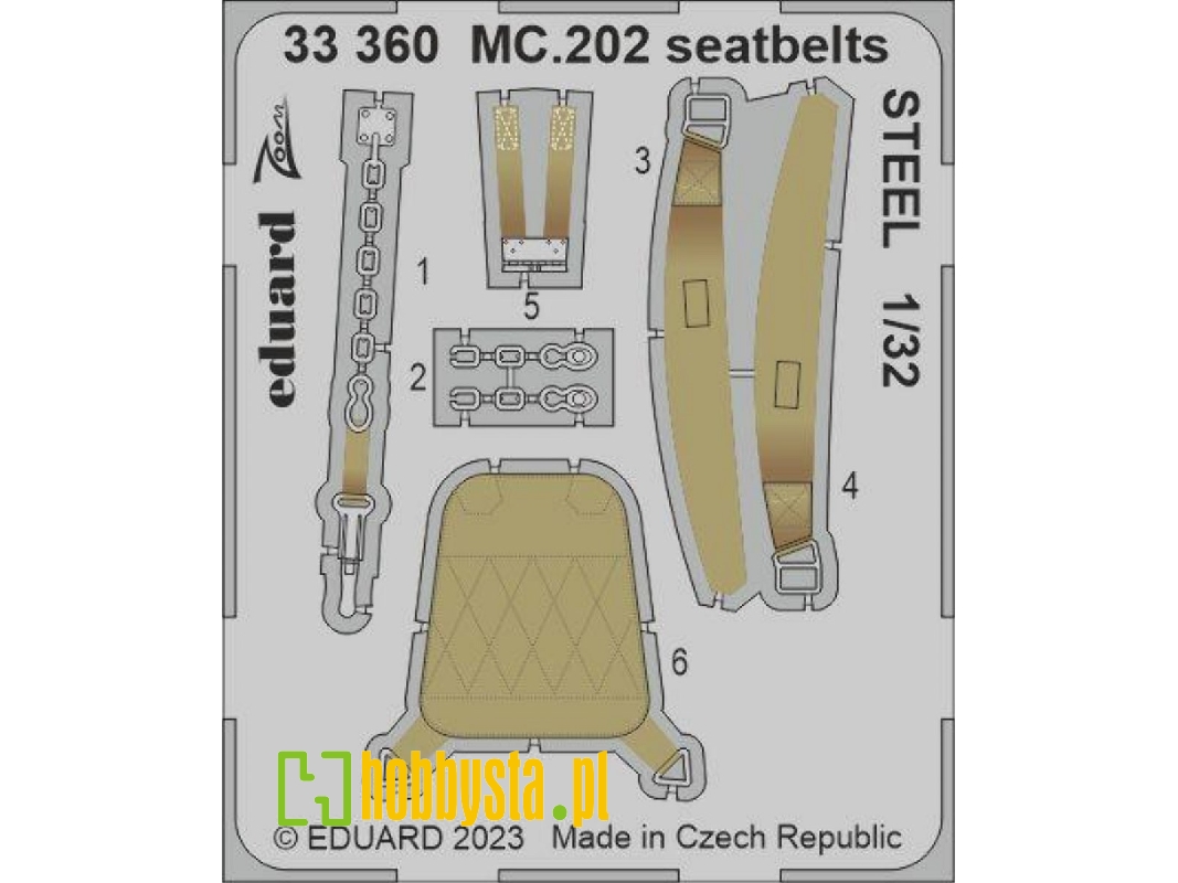 MC.202 seatbelts STEEL 1/32 - ITALERI - zdjęcie 1
