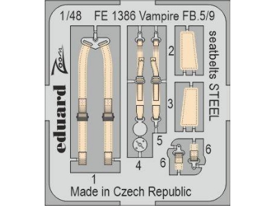 Vampire FB.5/9 seatbelts STEEL 1/48 - AIRFIX - zdjęcie 1