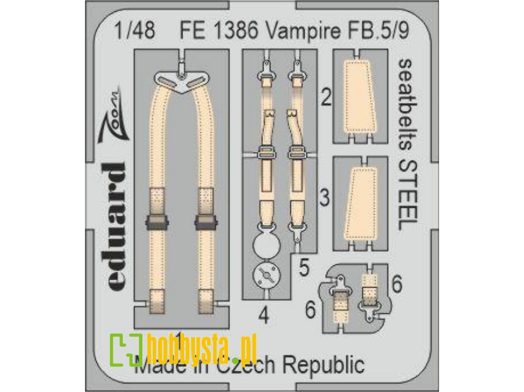 Vampire FB.5/9 seatbelts STEEL 1/48 - AIRFIX - zdjęcie 1