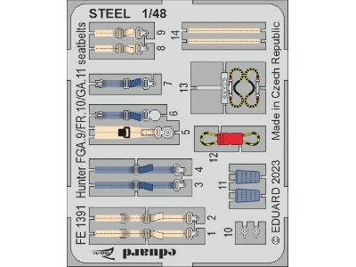 Hunter FGA.9/ FR.10/ GA.11 seatbelts STEEL 1/48 - AIRFIX - zdjęcie 1