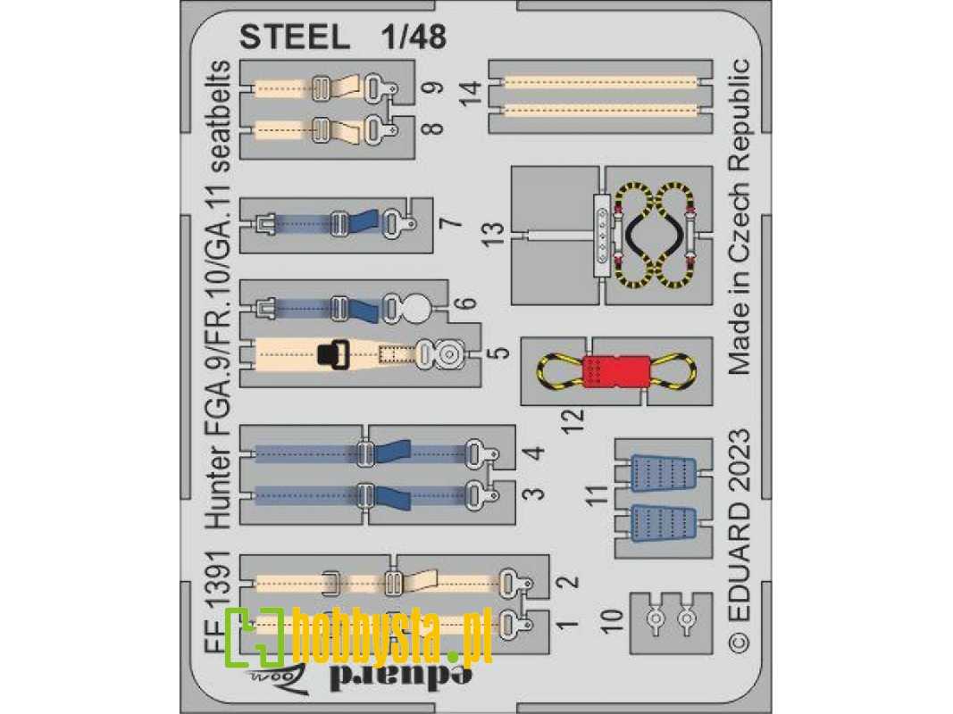 Hunter FGA.9/ FR.10/ GA.11 seatbelts STEEL 1/48 - AIRFIX - zdjęcie 1