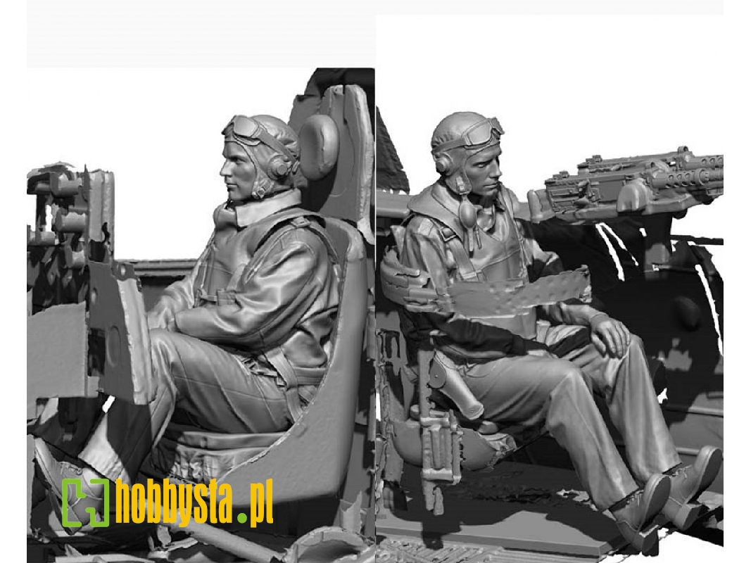 Ww2 Us Navy Pilot & Rear Gunner Set I 4 Heads - zdjęcie 1