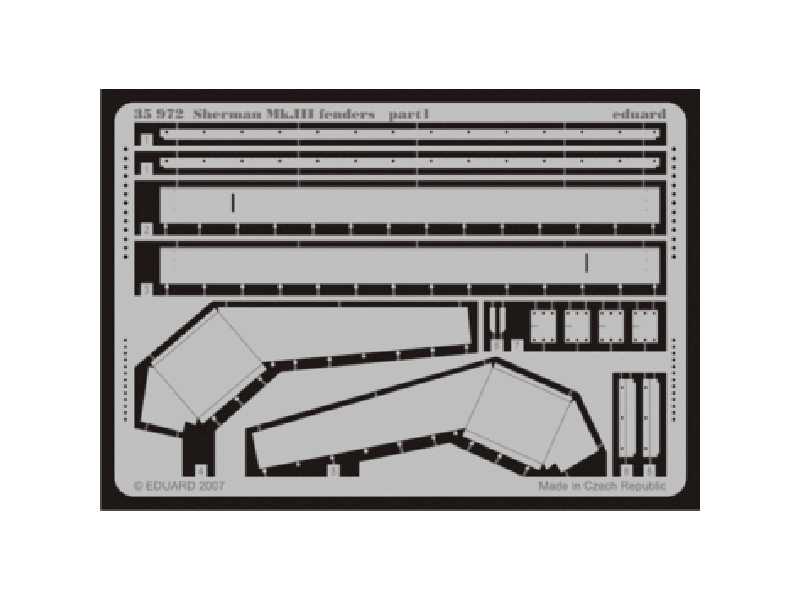 Sherman Mk. III fenders 1/35 - Dragon - blaszki - zdjęcie 1 Sherman Mk. III fenders 1/35 - Dragon - blaszki - zdjęcie 1