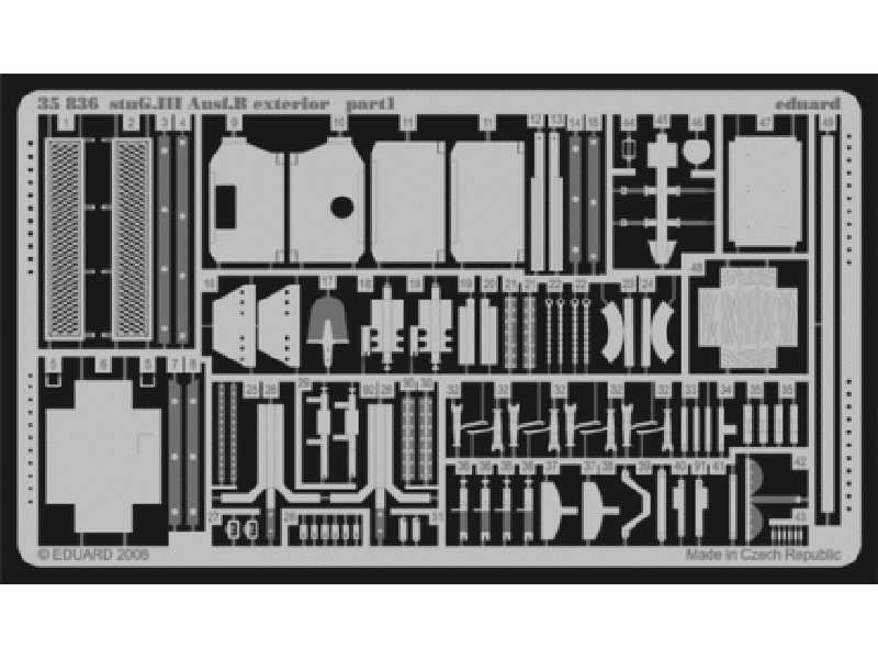 StuG. III Ausf. B exterior 1/35 - Tamiya - blaszki - zdjęcie 1 StuG. III Ausf. B exterior 1/35 - Tamiya - blaszki - zdjęcie 1