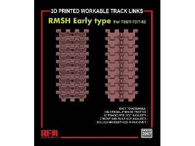 3d Printed Workable Track Links Rmsh Early Type For T-55/T-72/T-62 - zdjęcie 1