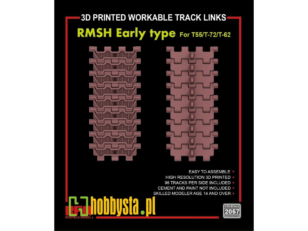 3d Printed Workable Track Links Rmsh Early Type For T-55/T-72/T-62 - zdjęcie 1