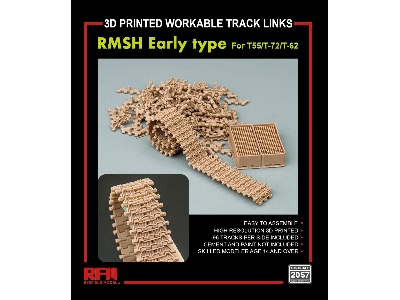 3d Printed Workable Track Links Rmsh Early Type For T-55/T-72/T-62 - zdjęcie 2