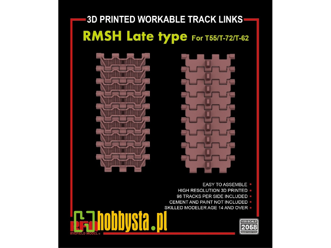 3d Printed Workable Track Links Rmsh Late Type For T-55/T-72/T-62 - zdjęcie 1