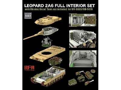 Leopard 2a6 Full Interior Set With Ukraine Decal For Rfm-5065/Rfm-5076 (Tank Not Included) - zdjęcie 3