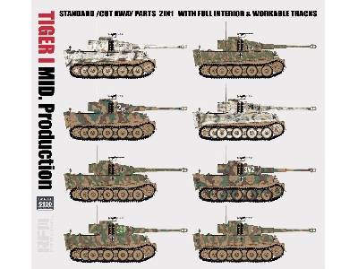 Pz.Kpfw. Vi Ausf. E Tiger I Mid. Production Standard/Cut Away Parts 2in1 With Full Interior And Workable Tracks - zdjęcie 6