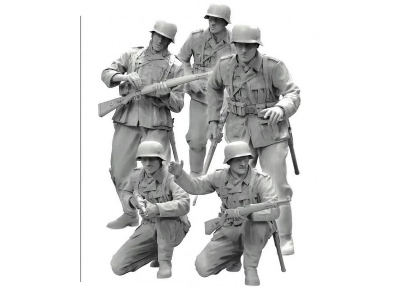 WWII German Tank Desant Troops resin figures 5 Pcs. - zdjęcie 1