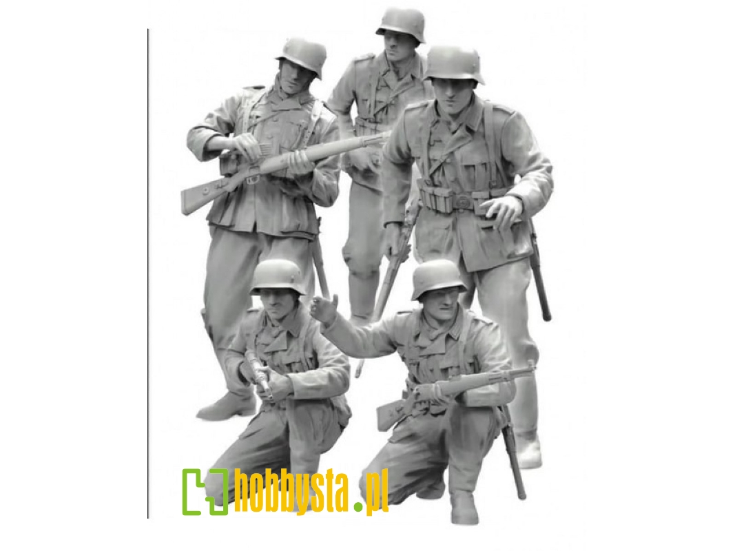 WWII German Tank Desant Troops resin figures 5 Pcs. - zdjęcie 1