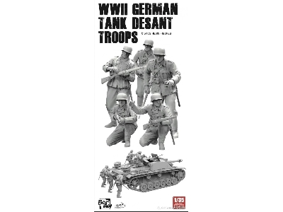 WWII German Tank Desant Troops resin figures 5 Pcs. - zdjęcie 2