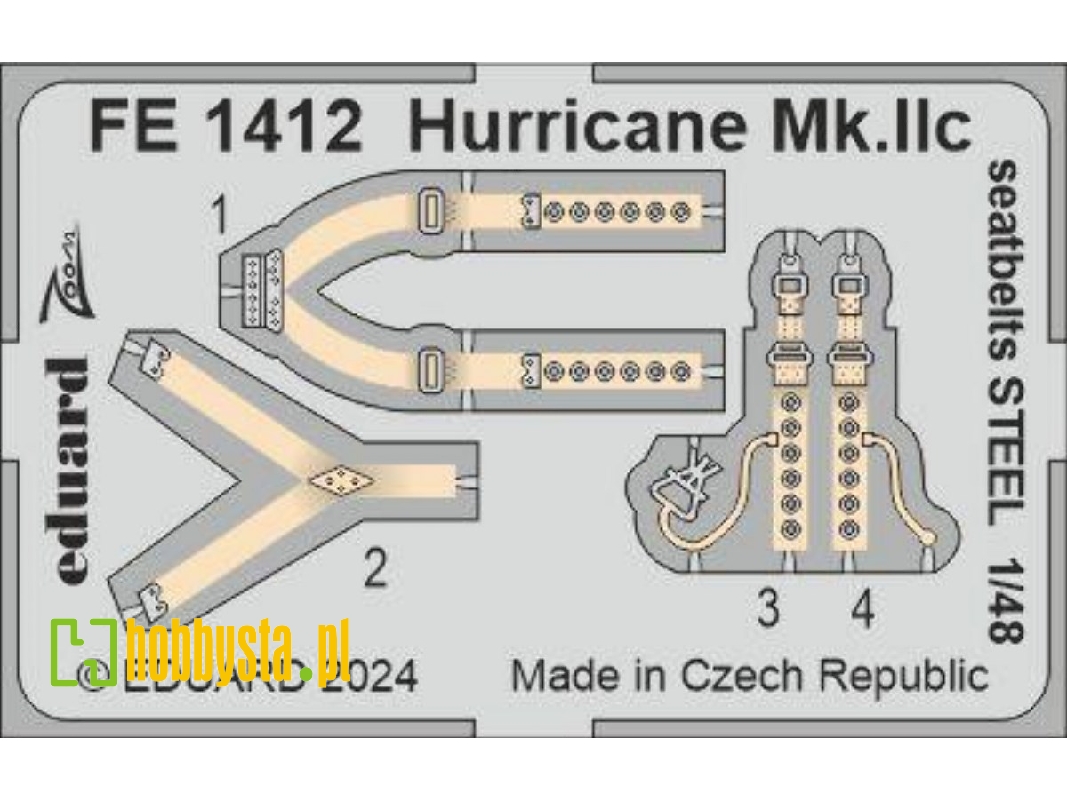 Hurricane Mk. IIc seatbelts STEEL 1/48 - HOBBY BOSS - zdjęcie 1