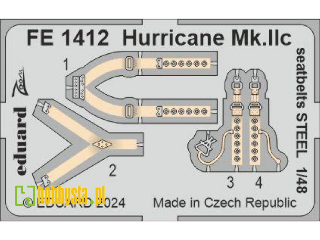 Hurricane Mk. IIc seatbelts STEEL 1/48 - HOBBY BOSS - zdjęcie 1 Hurricane Mk. IIc seatbelts STEEL 1/48 - HOBBY BOSS - zdjęcie 1